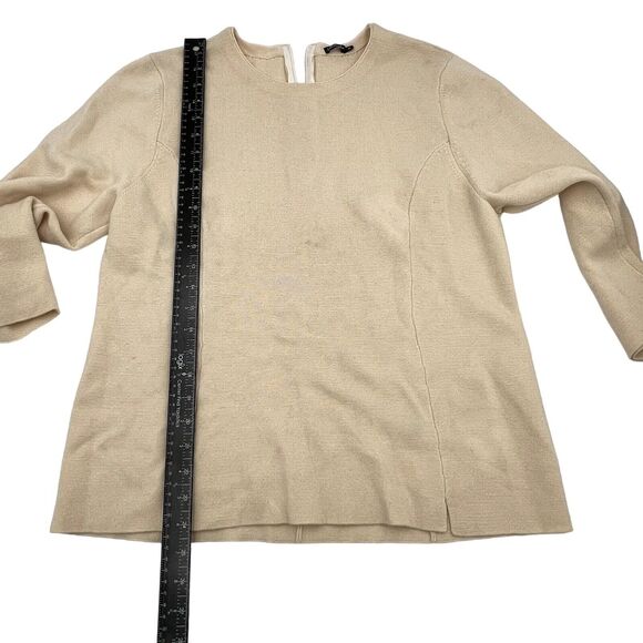J. Mclaughlin 100% Merino Wool Womens XL Sweater 1/4 Zip 3/4 Sleeve Cream NWT - Picture 8 of 10